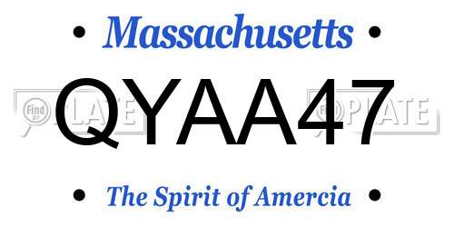 QYAA47 Massachusetts License Plate