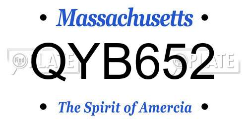 QYB652 Massachusetts License Plate