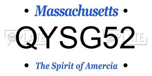 QYSG52 Massachusetts License Plate
