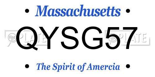 QYSG57 Massachusetts License Plate
