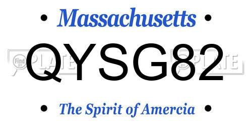 QYSG82 Massachusetts License Plate