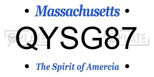 QYSG87 Massachusetts License Plate