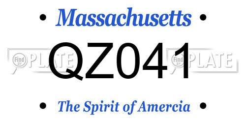 QZ041 Massachusetts License Plate