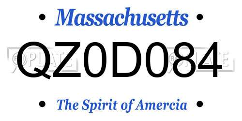 QZ0D084 Massachusetts License Plate