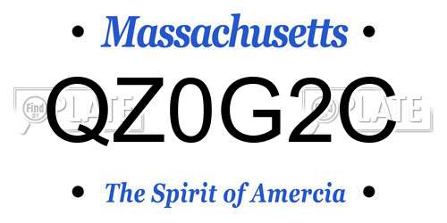 QZ0G2C Massachusetts License Plate