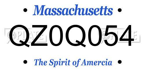 QZ0Q054 Massachusetts License Plate