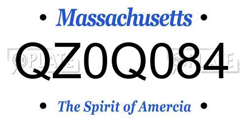 QZ0Q084 Massachusetts License Plate