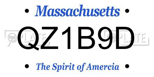 QZ1B9D Massachusetts License Plate