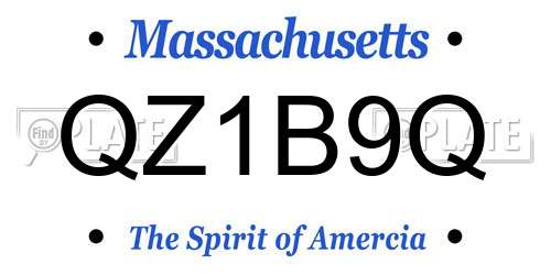 QZ1B9Q Massachusetts License Plate