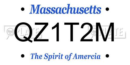 QZ1T2M Massachusetts License Plate
