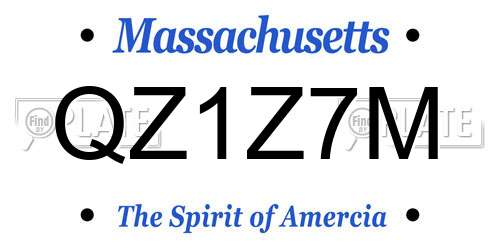 QZ1Z7M Massachusetts License Plate