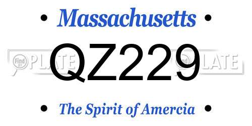 QZ229 Massachusetts License Plate