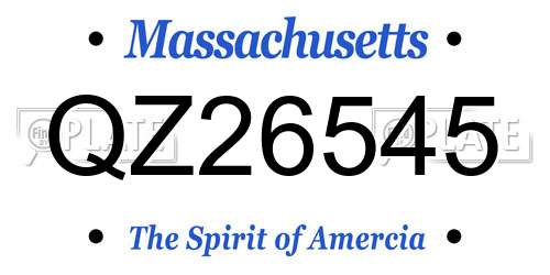 QZ26545 Massachusetts License Plate