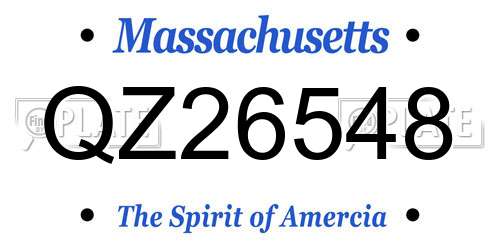 QZ26548 Massachusetts License Plate