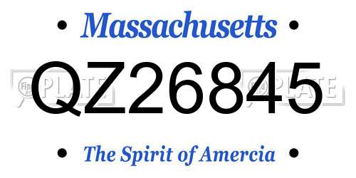 QZ26845 Massachusetts License Plate