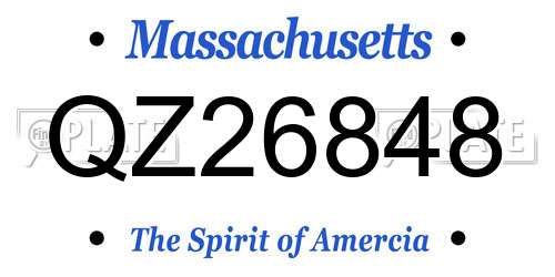 QZ26848 Massachusetts License Plate