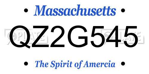 QZ2G545 Massachusetts License Plate