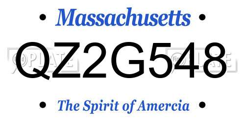 QZ2G548 Massachusetts License Plate