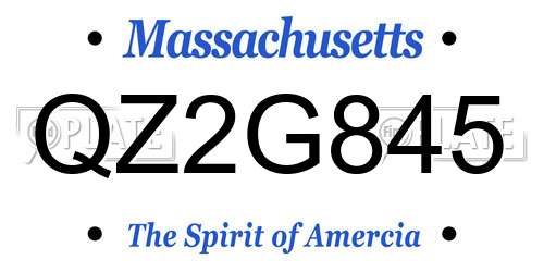 QZ2G845 Massachusetts License Plate