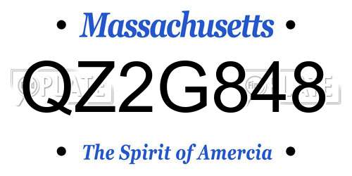QZ2G848 Massachusetts License Plate