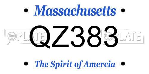 QZ383 Massachusetts License Plate