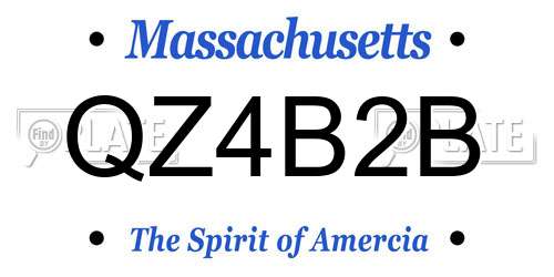 QZ4B2B Massachusetts License Plate