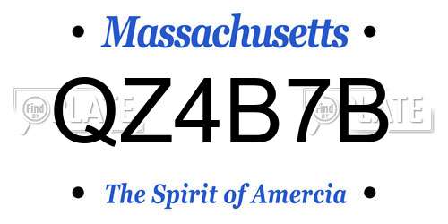 QZ4B7B Massachusetts License Plate