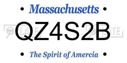 QZ4S2B Massachusetts License Plate