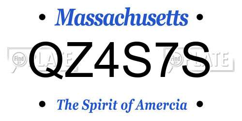 QZ4S7S Massachusetts License Plate