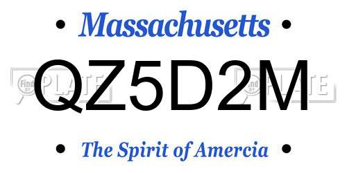 QZ5D2M Massachusetts License Plate