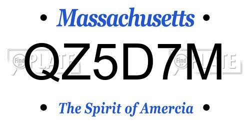 QZ5D7M Massachusetts License Plate
