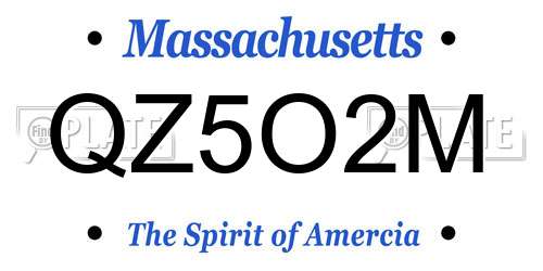 QZ5O2M Massachusetts License Plate