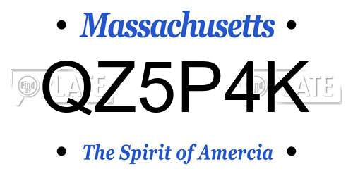 QZ5P4K Massachusetts License Plate