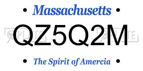 QZ5Q2M Massachusetts License Plate