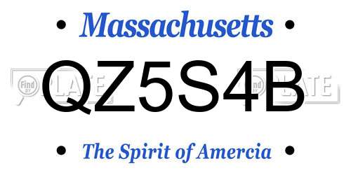 QZ5S4B Massachusetts License Plate