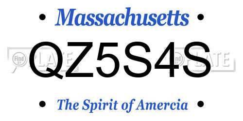 QZ5S4S Massachusetts License Plate