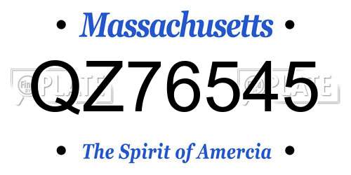 QZ76545 Massachusetts License Plate