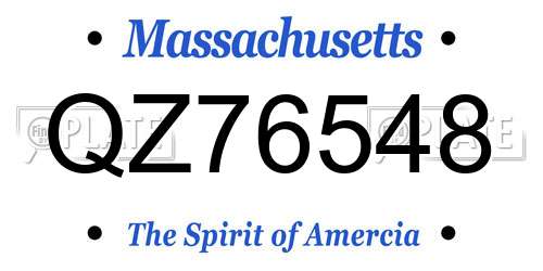 QZ76548 Massachusetts License Plate