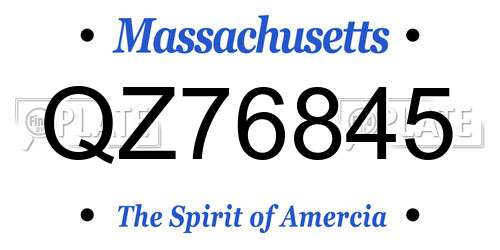 QZ76845 Massachusetts License Plate