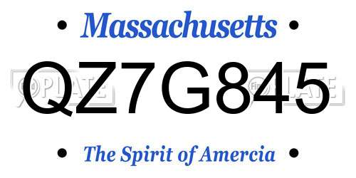 QZ7G845 Massachusetts License Plate
