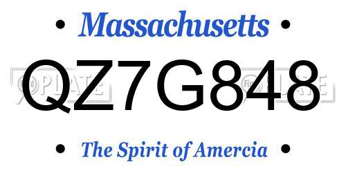 QZ7G848 Massachusetts License Plate