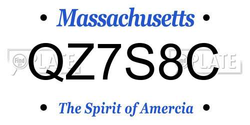 QZ7S8C Massachusetts License Plate