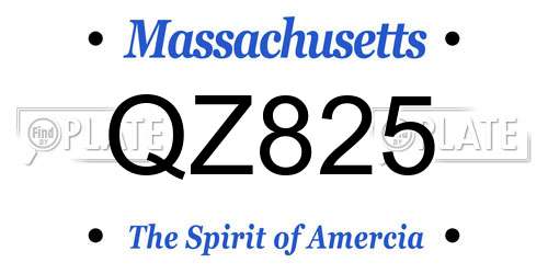 QZ825 Massachusetts License Plate