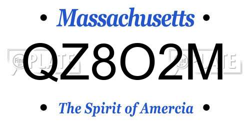 QZ8O2M Massachusetts License Plate