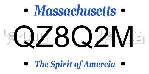 QZ8Q2M Massachusetts License Plate