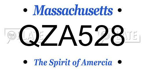 QZA528 Massachusetts License Plate