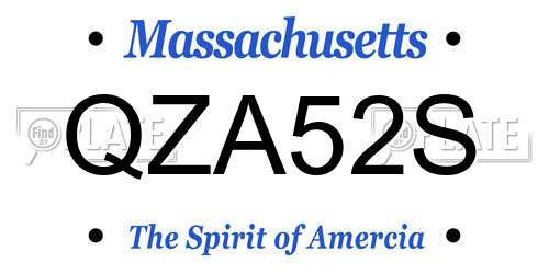 QZA52S Massachusetts License Plate