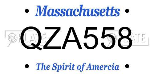 QZA558 Massachusetts License Plate