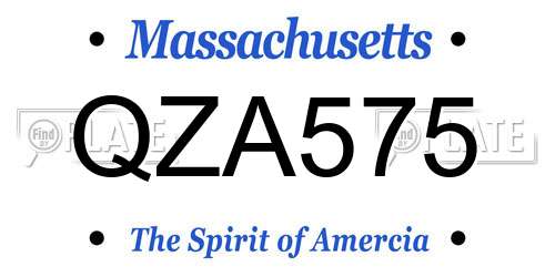 QZA575 Massachusetts License Plate