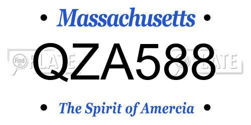 QZA588 Massachusetts License Plate